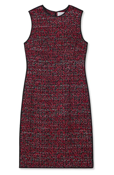 Shop St John Metallic Bouclette Tweed Sleeveless Sheath Dress In Crimson/ Black Multi