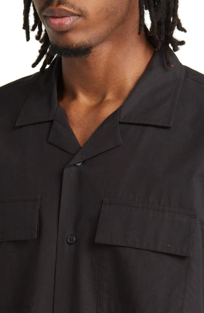 Shop Saturdays Surf Nyc Macro Lyocell & Cotton Button-up Shirt In Black