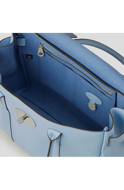 Shop Mulberry Bayswater Pebbled Leather Satchel In Poplin Blue