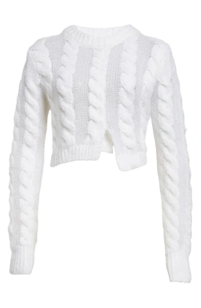 Shop Cecilie Bahnsen Cable Wool Blend Asymmetric Sweater In White