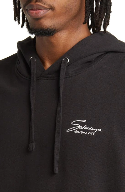 Shop Saturdays Surf Nyc Ditch Signature Logo Embroidered Hoodie In Black