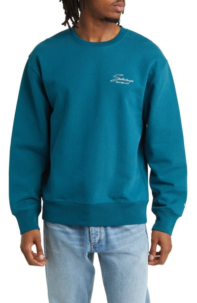 Bowery Signature Logo Embroidered Sweatshirt In Blue