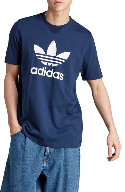 Shop Adidas Originals Lifestyle Trefoil Graphic T-shirt In Night Indigo/ White