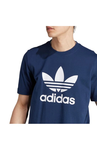 Shop Adidas Originals Lifestyle Trefoil Graphic T-shirt In Night Indigo/ White