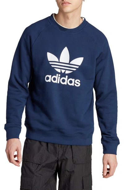 Shop Adidas Originals Trefoil Graphic Sweatshirt In Night Indigo