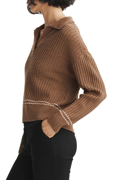 Shop Rag & Bone Monti Rib Polo Sweater In Camel