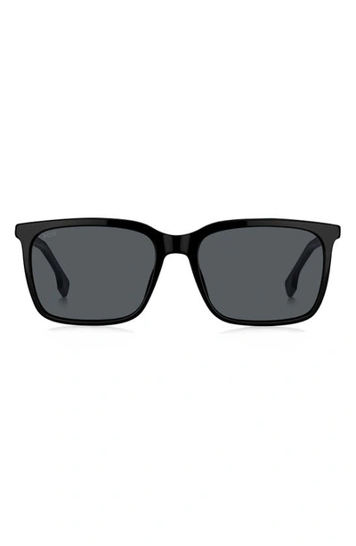 Shop Hugo Boss 57mm Rectangular Sunglasses In Black Grey/ Gray