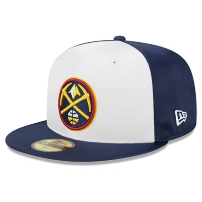 Shop New Era White Denver Nuggets Throwback Satin 59fifty Fitted Hat