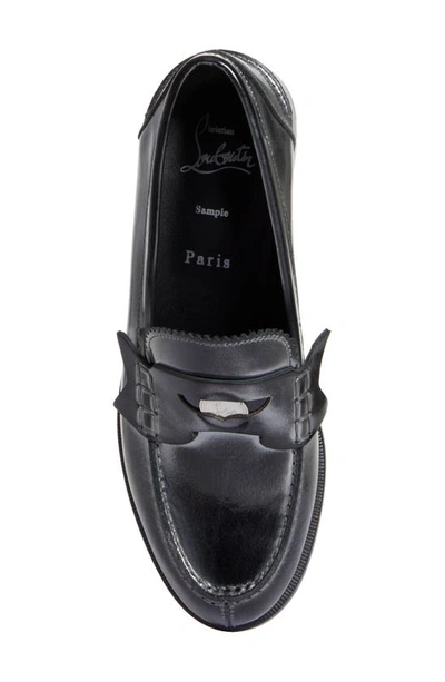 Shop Christian Louboutin Airbrush Penny Loafer In 5525 Silverlack/ Lin Black
