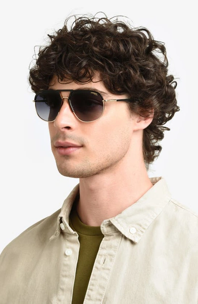 Shop Carrera Eyewear 60mm Aviator Sunglasses In Matte Black Gold/ Grey Shaded