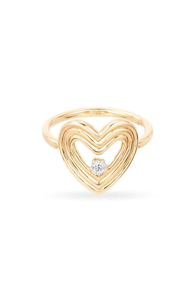 Shop Adina Reyter Groovy Diamond Open Heart Ring In Yellow Gold
