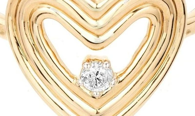 Shop Adina Reyter Groovy Diamond Open Heart Ring In Yellow Gold