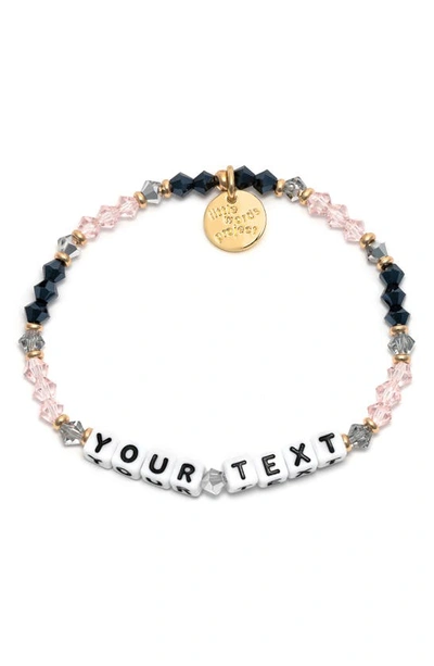 Shop Little Words Project Belle Custom Beaded Stretch Bracelet In Pink Black