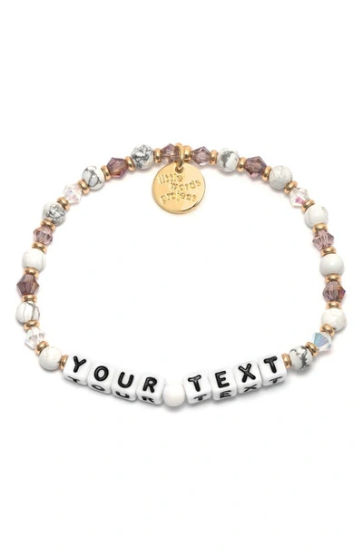 Shop Little Words Project Amethyst Dreams Custom Beaded Stretch Bracelet In White Lilac