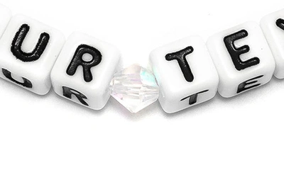 Little Words Project Joyful Custom Beaded Stretch Bracelet In White Multi