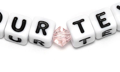 Shop Little Words Project Rose Crystal Custom Beaded Stretch Bracelet In Pink