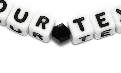 Little Words Project Jet Black Custom Beaded Stretch Bracelet In Black