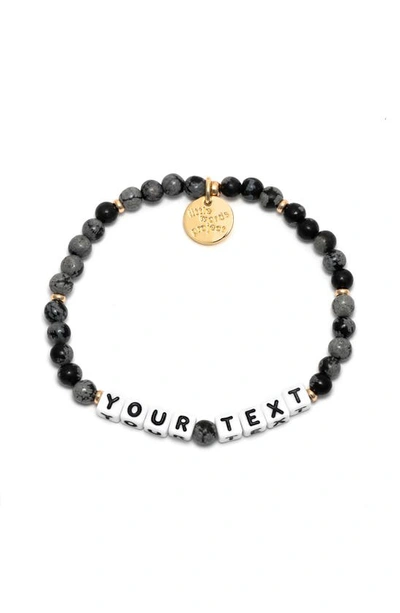 Shop Little Words Project Snowflake Custom Beaded Stretch Bracelet In Black