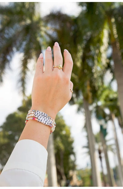 Shop Little Words Project Snowflake Custom Beaded Stretch Bracelet In Black