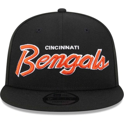 Men's New Era Black Cincinnati Bengals Script Trucker 9FIFTY