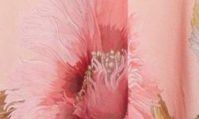 Shop Giambattista Valli Floral Cape Overlay Silk Midi Dress In Rose/ Multi