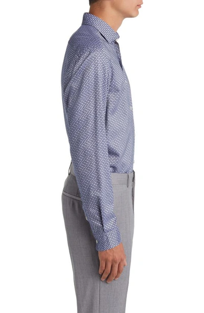 Shop Hugo Boss Liam Regular Fit Geometric Print Button-up Shirt In Open Blue