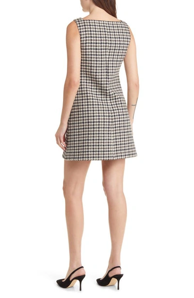 Shop Theory Houndstooth Wool Minidress In Mink Multi