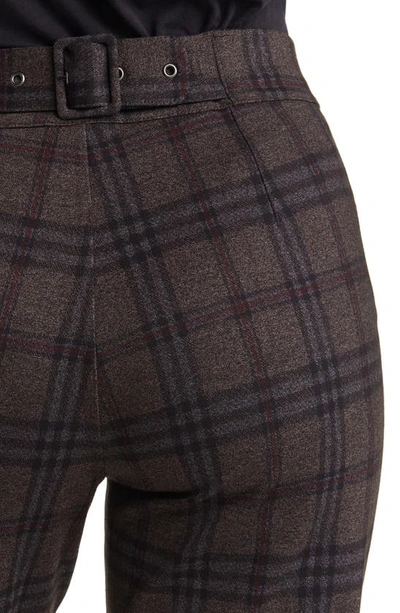 Shop Hue Pintuck Plaid Pull-on Trousers In Brown