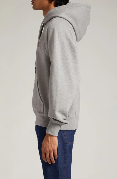Ami Alexandre Mattiussi Ami Ami De Coeur Logo Embroidered Hoodie In Heather Grey