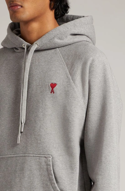 Ami Alexandre Mattiussi Ami Ami De Coeur Logo Embroidered Hoodie In Heather Grey