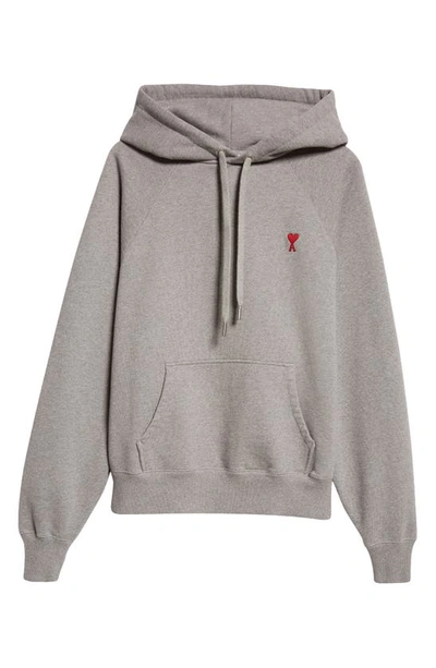Ami Alexandre Mattiussi Ami Ami De Coeur Logo Embroidered Hoodie In Heather Grey