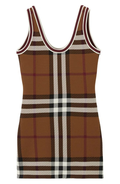 Shop Burberry Maisie Check Tank Minidress In Dark Birch Brown