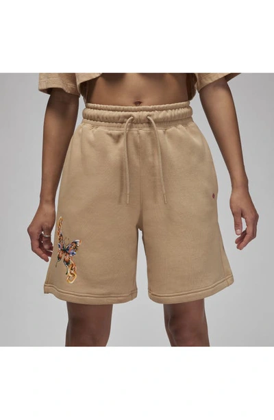 Shop Jordan X  Moss Artist Series Brooklyn Fleece Shorts In Desert