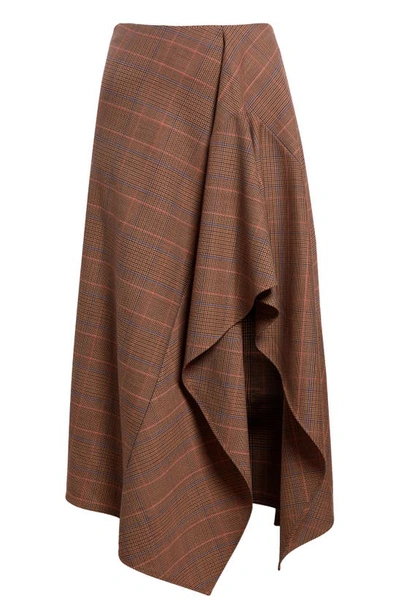 Shop A.l.c Navy Plaid Drape Handkerchief Hem Skirt In Sable Multi