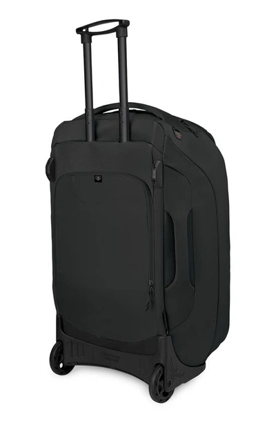 Shop Osprey Sojourn 30-inch Shuttle Wheeled Recycled Nylon Duffle Bag In Black