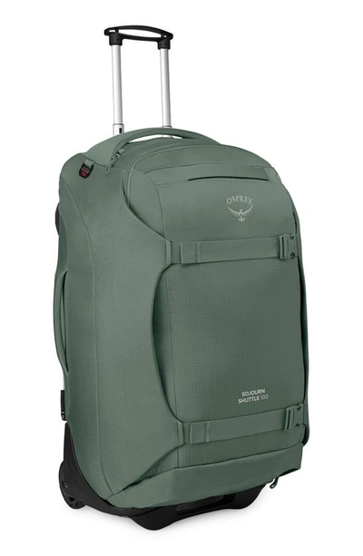 Shop Osprey Sojourn 30-inch Shuttle Wheeled Recycled Nylon Duffle Bag In Koseret Green