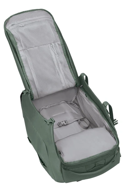 Shop Osprey Sojourn 22-inch Shuttle Wheeled Recycled Nylon Duffle Bag In Koseret Green