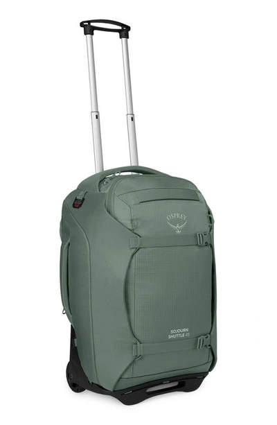 Osprey Sojourn 22-inch Shuttle Wheeled Recycled Nylon Duffel Bag In Koseret Green