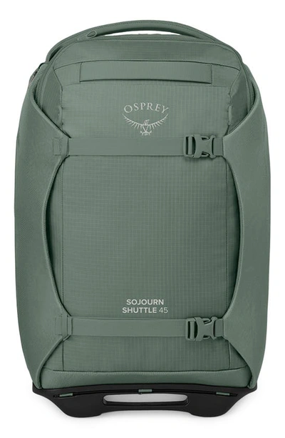 Shop Osprey Sojourn 22-inch Shuttle Wheeled Recycled Nylon Duffle Bag In Koseret Green