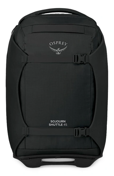 Shop Osprey Sojourn 22-inch Shuttle Wheeled Recycled Nylon Duffle Bag In Black