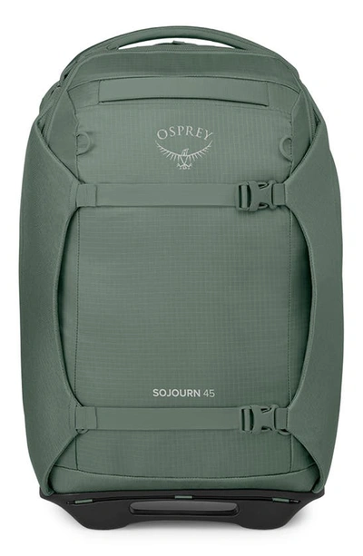 Shop Osprey Sojourn 22-inch Wheeled Recycled Nylon Travel Pack In Koseret Green