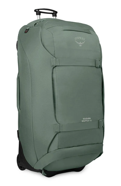 Shop Osprey Sojourn 36-inch Shuttle Wheeled Recycled Nylon Duffle Bag In Koseret Green