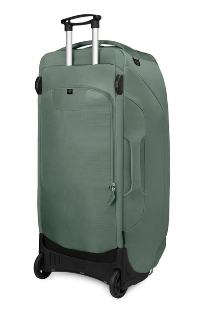 Shop Osprey Sojourn 36-inch Shuttle Wheeled Recycled Nylon Duffle Bag In Koseret Green