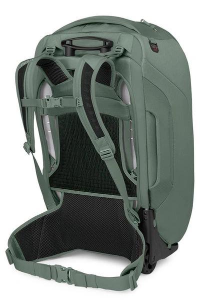 Shop Osprey Sojourn 25-inch Wheeled Recycled Nylon Travel Pack In Koseret Green