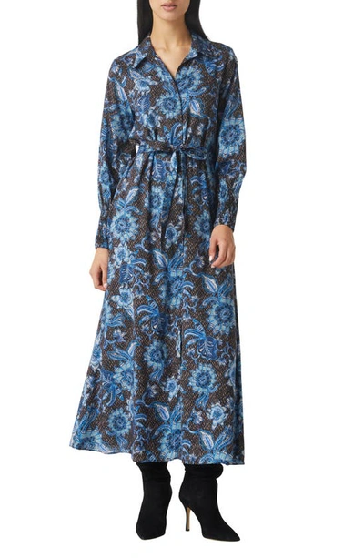 Shop Misa Bettina Floral Print Long Sleeve Dress In Blue Sunflower