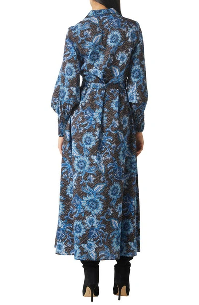 Shop Misa Bettina Floral Print Long Sleeve Dress In Blue Sunflower