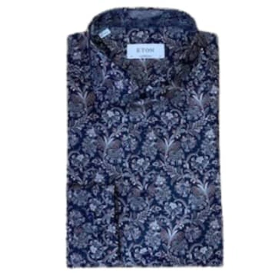 Shop Eton Paisley Print Signature Twill Contemporary Shirt In Blue