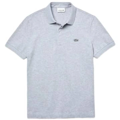 Shop Lacoste Silver Chine Paris Regular Fit Stretch Polo In Metallic