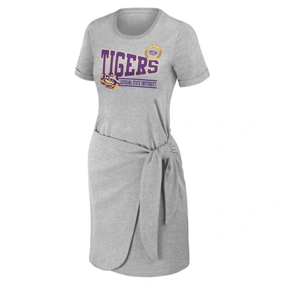 Shop Wear By Erin Andrews Heather Gray Lsu Tigers Knotted T-shirt Dress