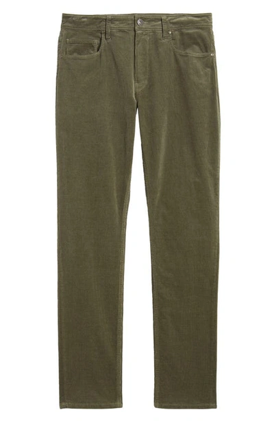 Shop Paige Federal Corduroy Slim Straight Leg Pants In Forest Shadow